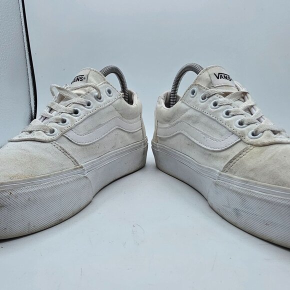 Vans Old Skool Platform Womens Size 8 Triple White Athletic Shoes Walking - Picture 3 of 13